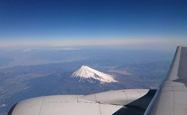 飛行機から見た富士山